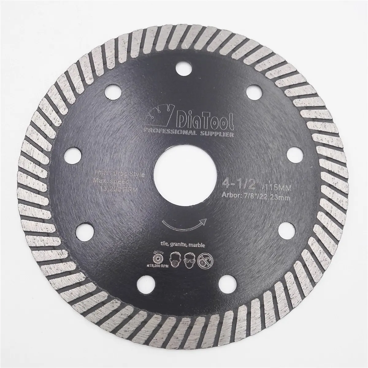 DIATOOL 4-1/2 INCH Diamond Hot Pressed Superthin Diamond Turbo Blade Ceramic Tile Hard Material Wet/Dry Diamond Cutting Disc Diamond Wheel Diamond Disc Diamond Blade(4.5 inch 115mm)
