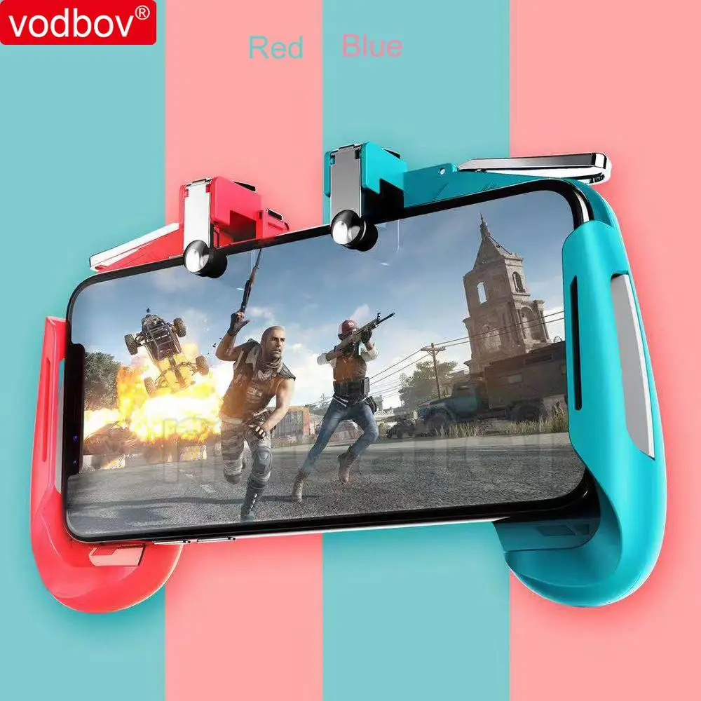 

Vodbov 2019 NEW phone holder Mobile gamepad L1R1 Game Shooter and Joystick Controller, Blue + red;black + white;black