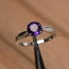 wholesale price natural amethyst 925 sterling silver woman's engagement dainty ring