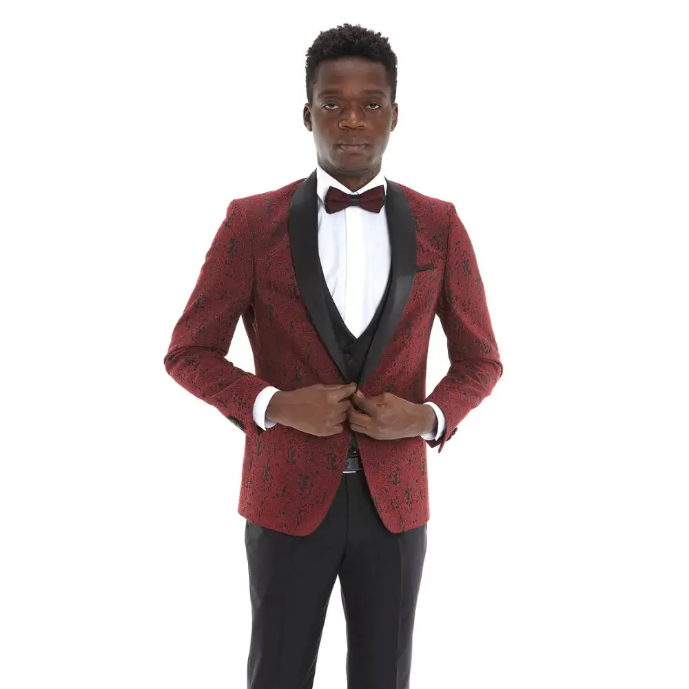 
Custom Made Burgundy Men Suit Bespoke Men Wedding Suit Slim Fit Tuxedos For Men 