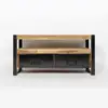 Industrial & Vintage TV Stand Iron Metal Dark Acacia Wood Small 2 Draw TV Stand