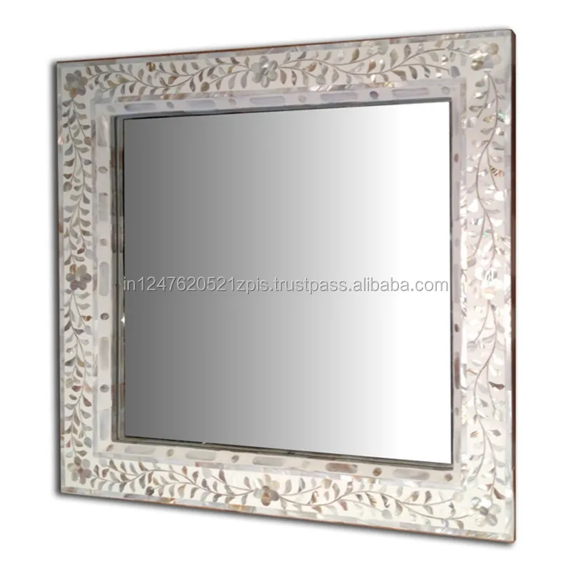 White Mother Of Pearl Square Mirror Compact White Mother Of Pearl Square Mirror