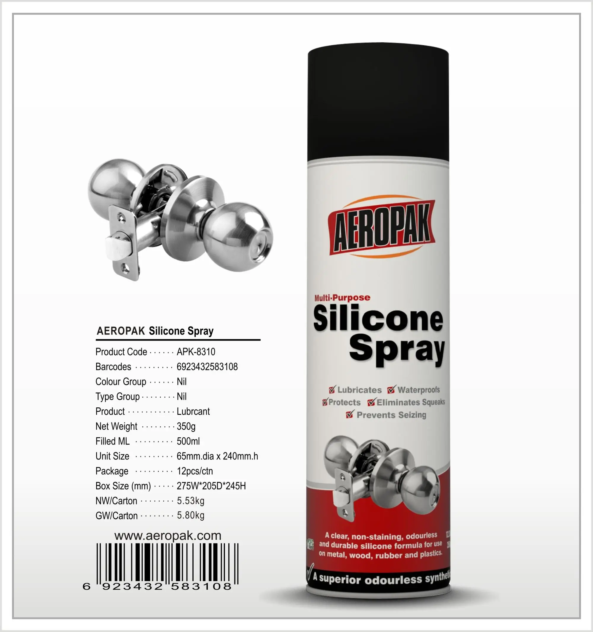 AEROPAK for plastic mould releasing Silicone Spray 500ml with MSDS certificate