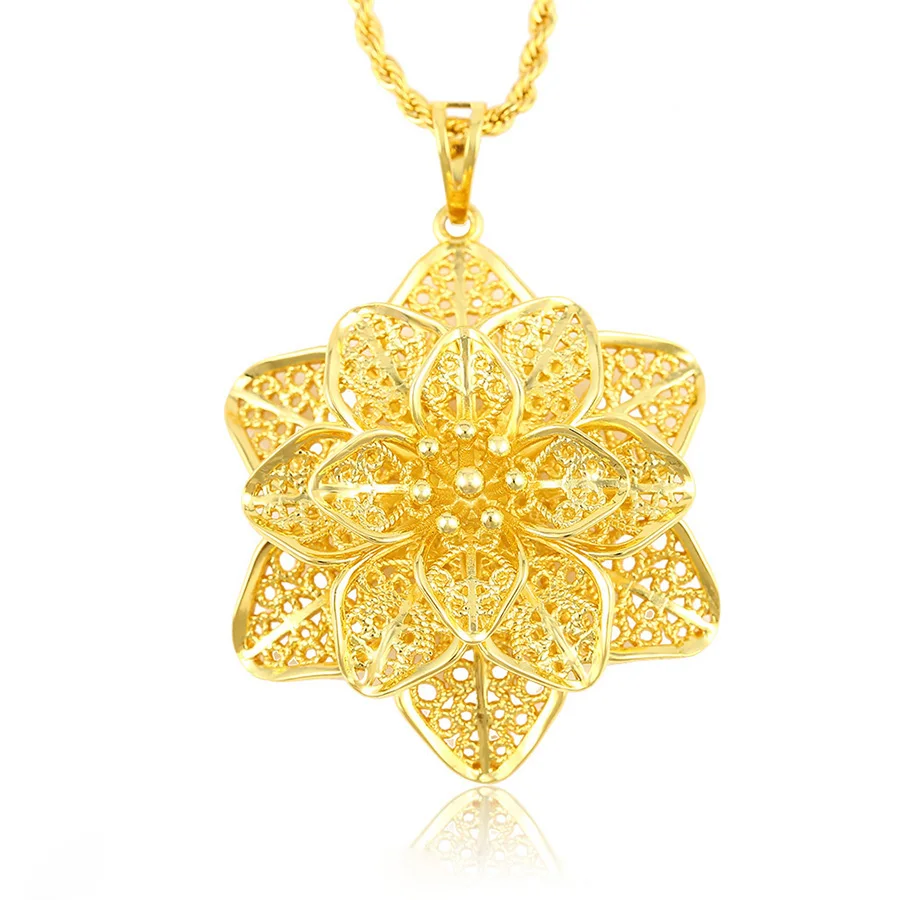 

32595 xuping fashion jewelry dubai gold plated hollow flower design pendant