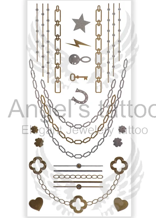 Fashionable Woman Jewelry Penelope - Flash Metallic Temporary Tattoo - Gold & Silver Color