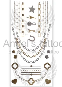 Fashionable Woman Jewelry Penelope - Flash Metallic Temporary Tattoo - Gold & Silver Color