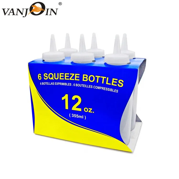 16 Ounces Plastic Squeeze Bottles,7 Pack Condiment Squirt Bottles With