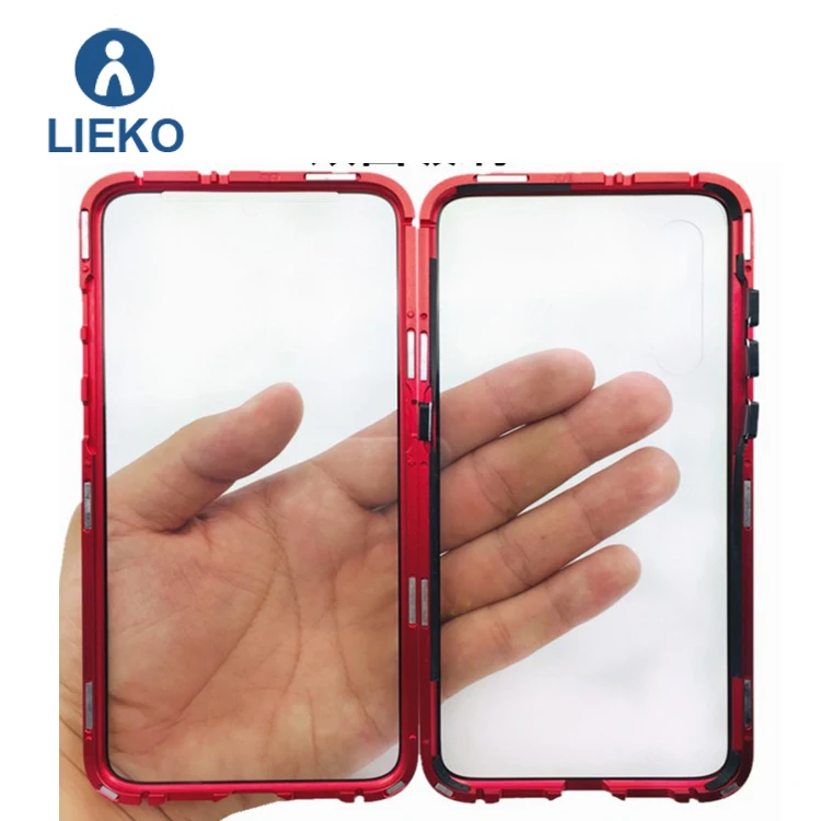 

Magnetic Adsorption Glass Phone Case For iPhone X XS Cover 5.8 Inch Clear Shockproof Metal Bumper Magnet Case Transparent, Blue,red,grey,black,customized color