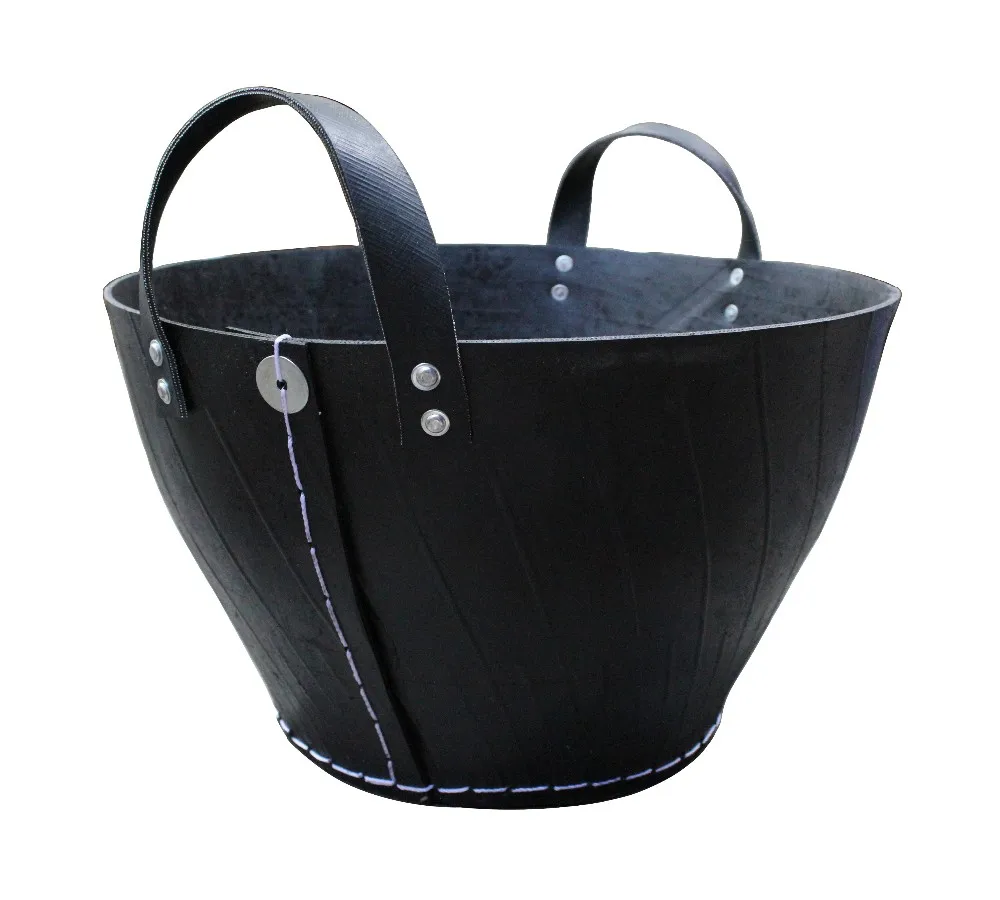 Home And Garden Recycled Tire Rubber Basket Tradition With Handles