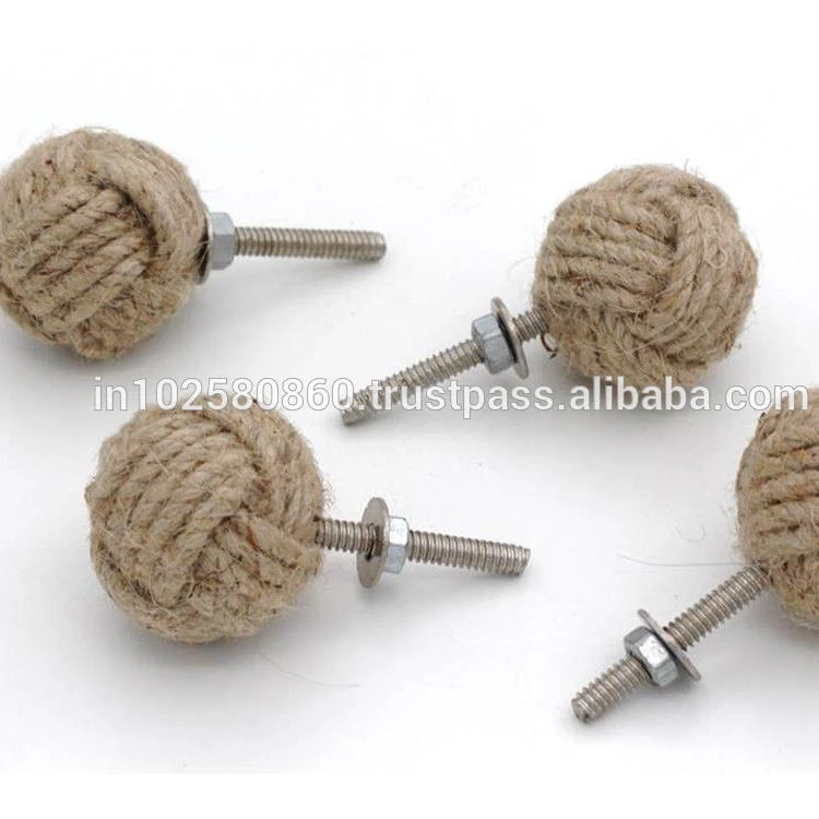 Set Of 4 Rii Nautical Jute Rope Door Knobs Rope Knot Drawer Pulls
