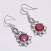 Elegant Round Shape Corundum Ruby 925 Sterling Silver Earring Pair, Handmade Silver Jewelry, Indian Silver Jewelry