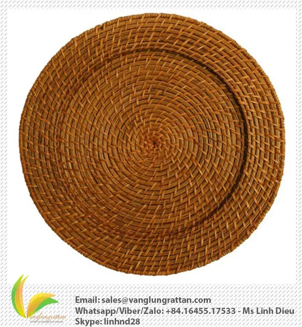 Hot Selling 2022 High Quality Rattan Plates Bamboo Straw Charger Plate