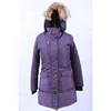 Women Purple Tech Parka Long winter Parka Textile Jacket Parka fur hood Jacket