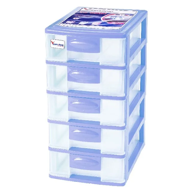 Baby Plastic A4 Storage Drawers Cabinet 5 Drawers Transparent