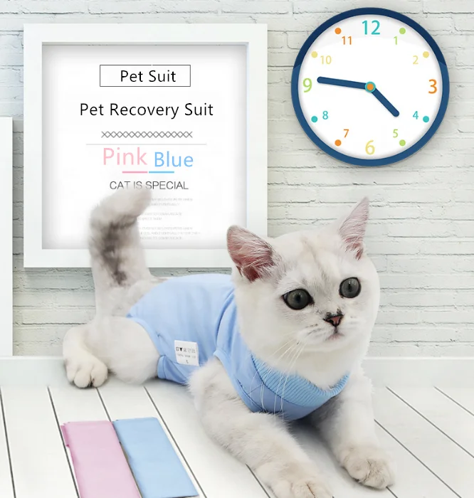 

Pet Protectible Wound Cloth Recovery Suit Cat Surgery Clothes, Pink,blue