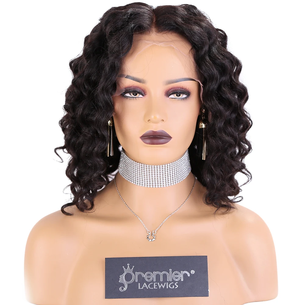 

150% Thick Density Advanced Pre-Bleached Knots Wand Curls Italian Yaki Textured Bob Middle Part 13"x4.5" Lace Frontal Wig, Natural color