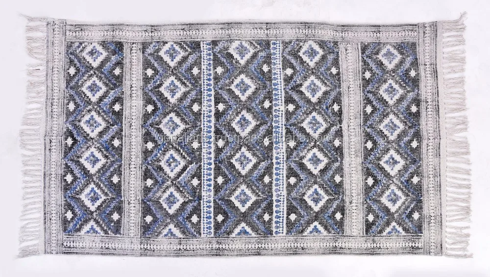 Indian Hand Block Print Cotton Rug Indoor Floor Runner Handmade Beach Yoga Mats