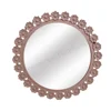 MDF Flower Carved Design Round Wall Hanging Mirror Frame