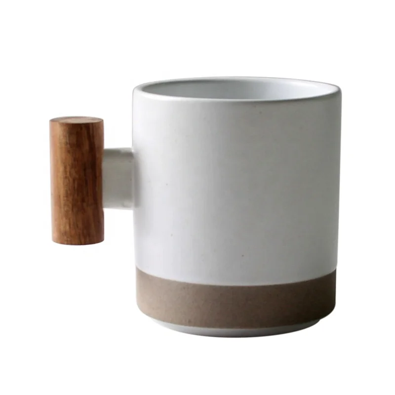 

chaozhou factory no MOQ 1 pc white black blue china ceramic expresso moka coffee cup with wood handle