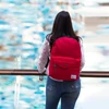 Affordable backpack with red button
