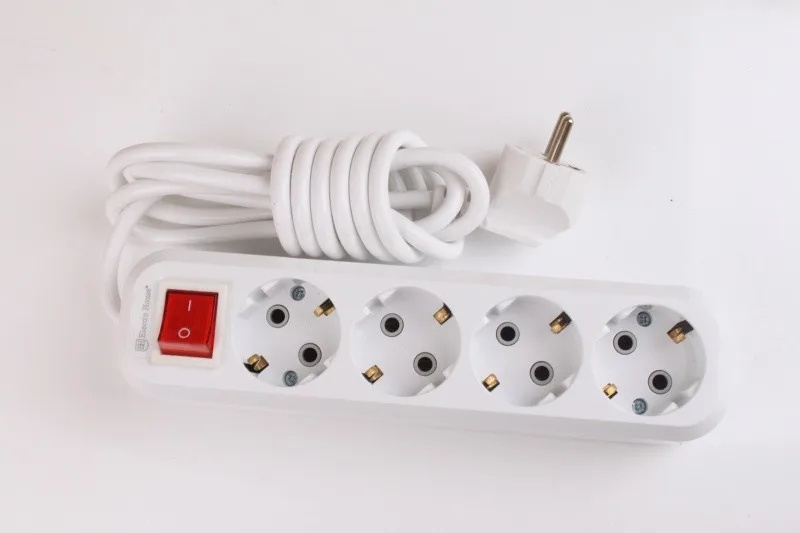 Extension 6 Socket With Grounding With Button White 2m 3m 5m 16 A ...