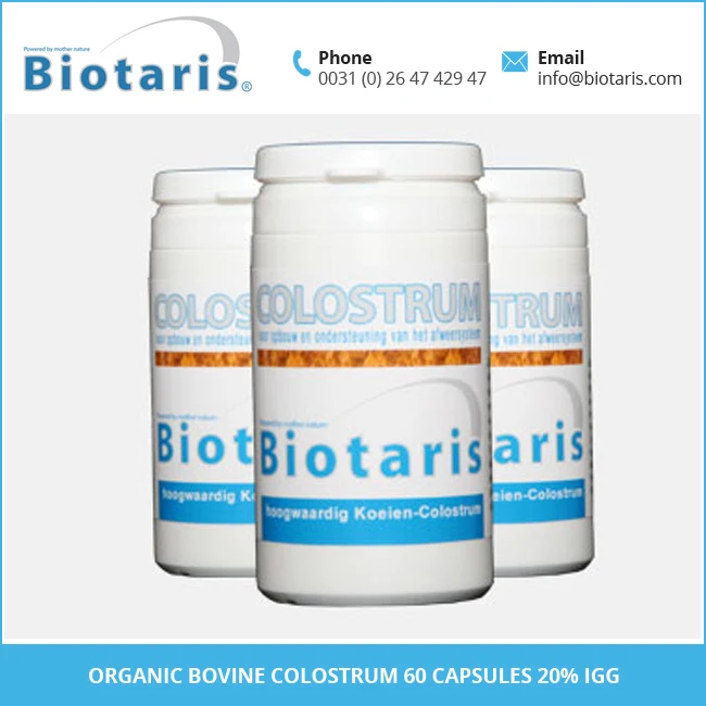 
Anti Fatigue Organic 20% IgG Bovine Colostrum 60 Capsules for Sale 