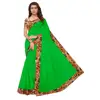 Designer Green Color Chanderi Silk Sarees with Printed Border