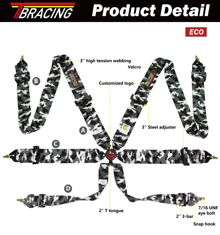 Taiwan car accessories 3 inch seat belt extender camouflage harness racing