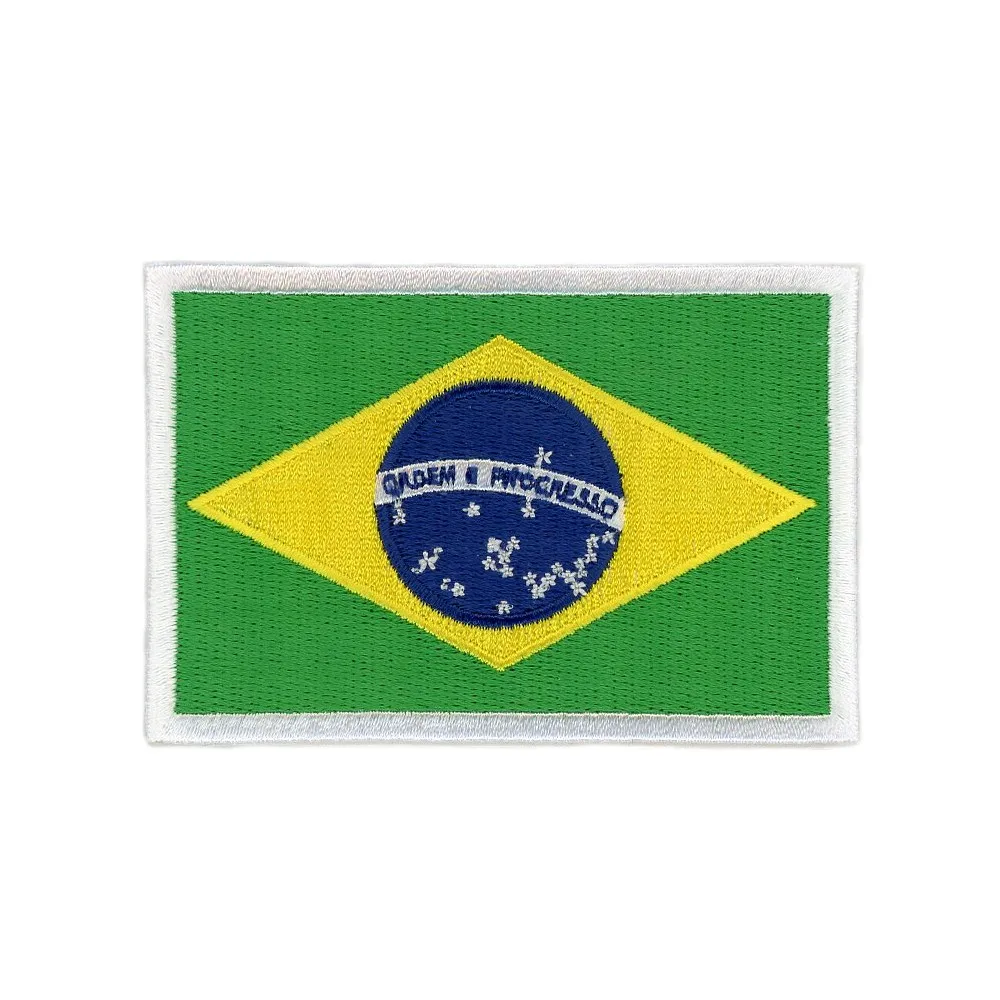 BRAZIL FLAG PATCH BADGE IRON ON NEW EMBROIDERED