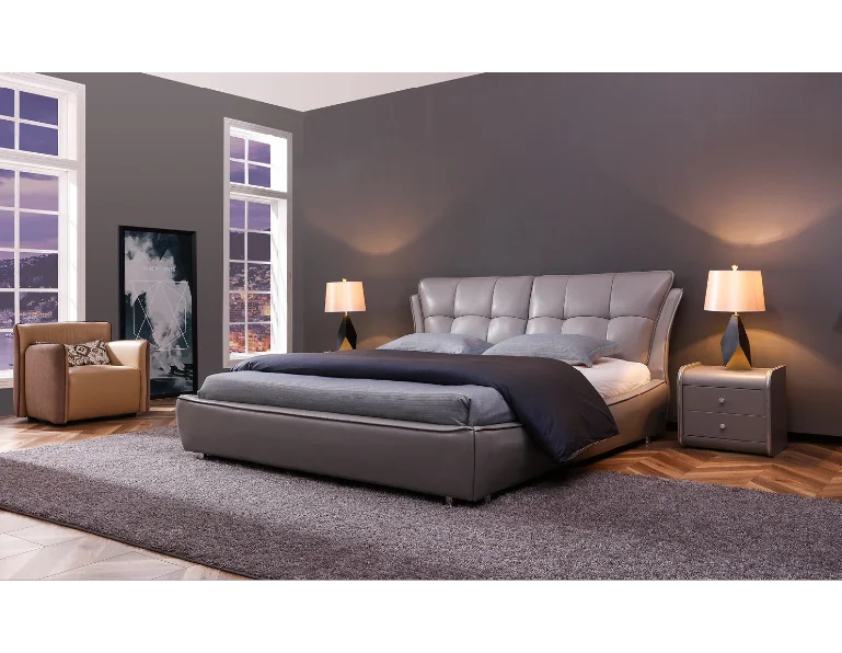 New Design Bed Home Furniture Leather Modern King Queen Size Bed Set