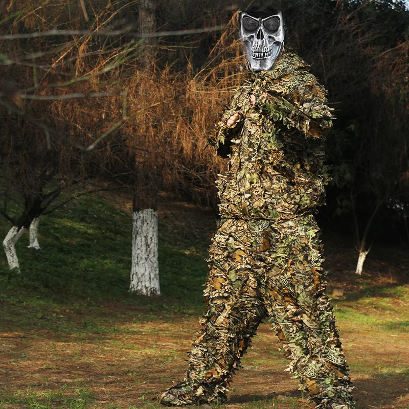 

New 3D Leaf Ghillie Suit Woodland Camo Camouflage Clothing Jungle Hunting Camo Sniper Suit Clothes Ghillie Jacket Pants