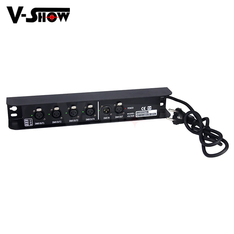 

shipping from Euro Vshow Dmx controller 4 Port DMX Splitter 512x4 output for Dj Disco Control stage lighting