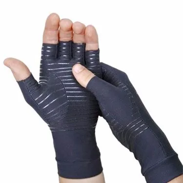 custom made arthritis copper nylon compression fingerless gloves