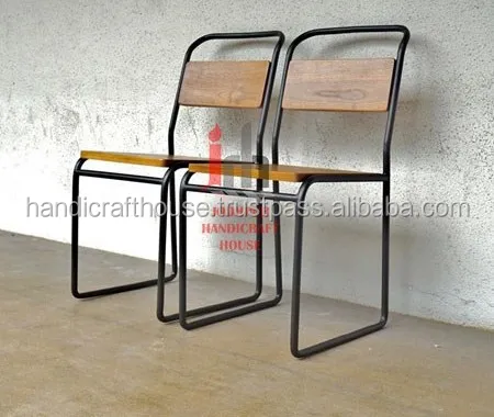 Industriële & vintage Indian Ijzer hout licht gewicht rugleuning school meubels stoel
