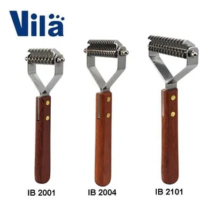 Image of Pet Hair Grooming Wooden Handle Knife Rake Dog Comb