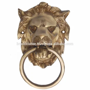 Brass Door Knocker Of Lion Face Made In Metal Brass With Bronze