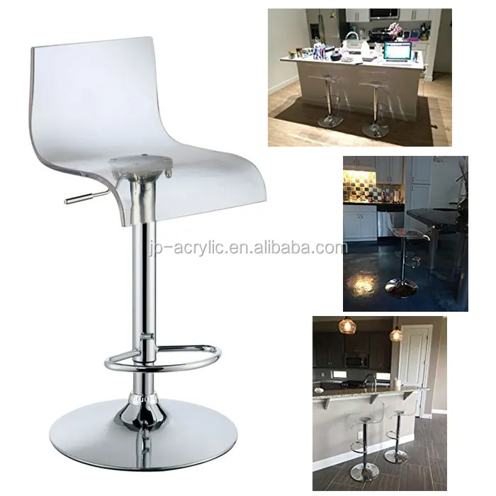 Footrest Clear Acrylic High Back And Chrome Adjustable Bar Stools Buy Acrylic Bar Stools