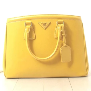 Pre Owned Used High Brand Prada Saffiano Lux Leather Parabole Tote Bag Yellow For Wholesale Bulk ...