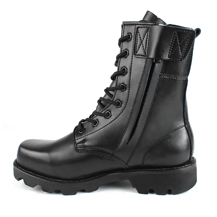 

KYL006L grain leather police tactical research military boots in black