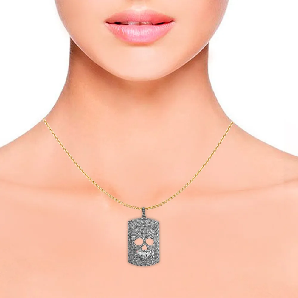 25x 40mm 铺路钻石头骨魅力手工时尚吊坠首饰