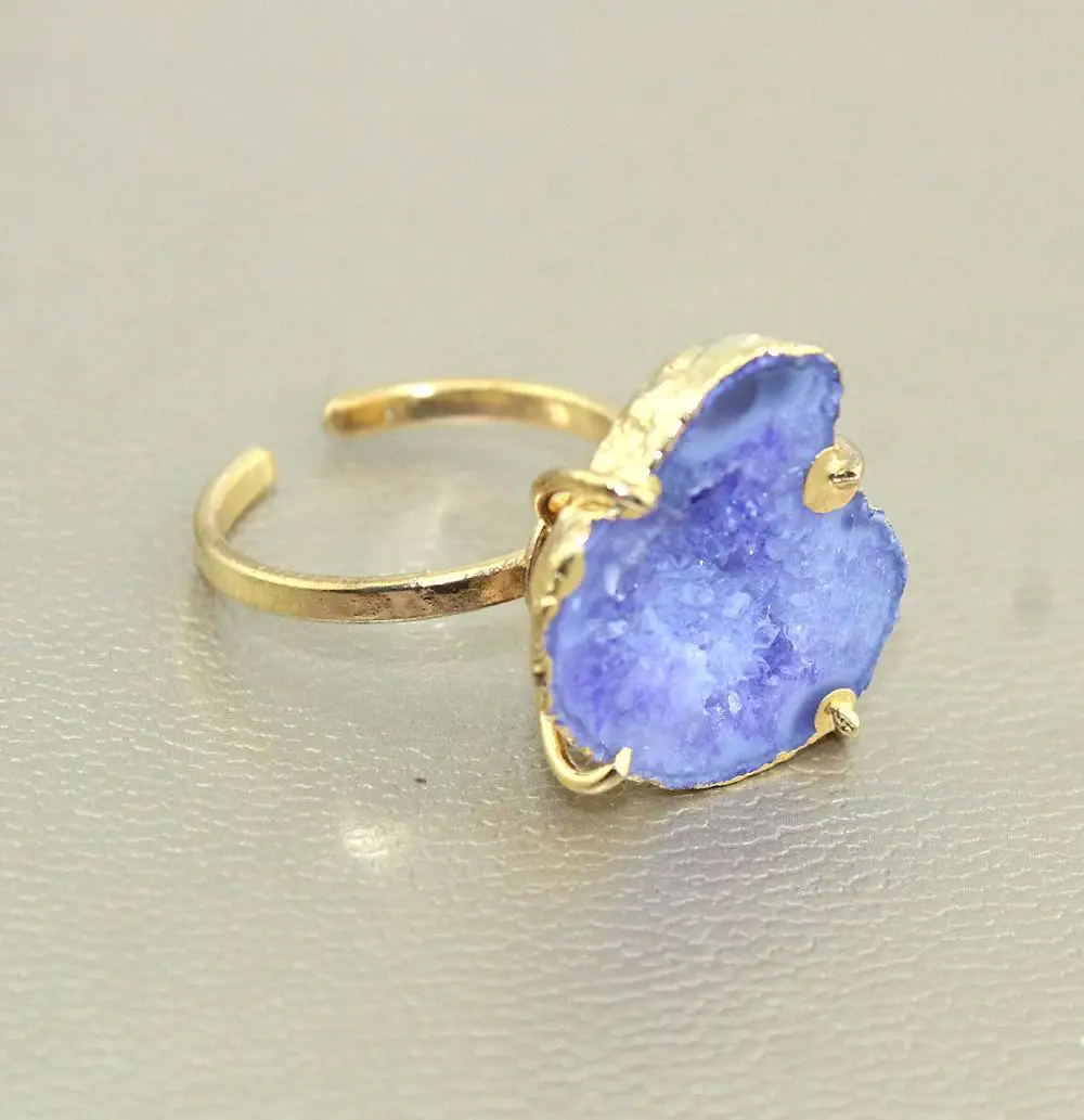 Geode Delight Big Girls Gold Plated American Diamond Adjustable Ring