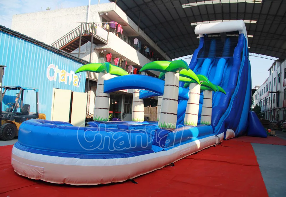 Giant/ Large Inflatable Tropical Wave Water Slide With Pool For Clearance Sale