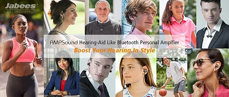 AMPSound Hearing Aid Charging Bone Conduction Headphones Bluetooth 5.0 headset Sound Amplifiers Hearing Aid USB Cable Black Hot