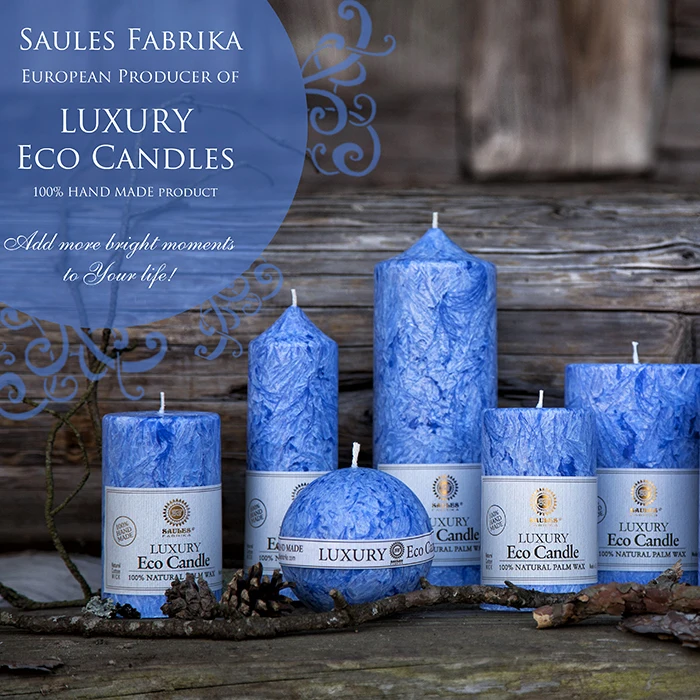 100 Pure Eco Palm Wax Candle Dark Blue Collection Different Shapes