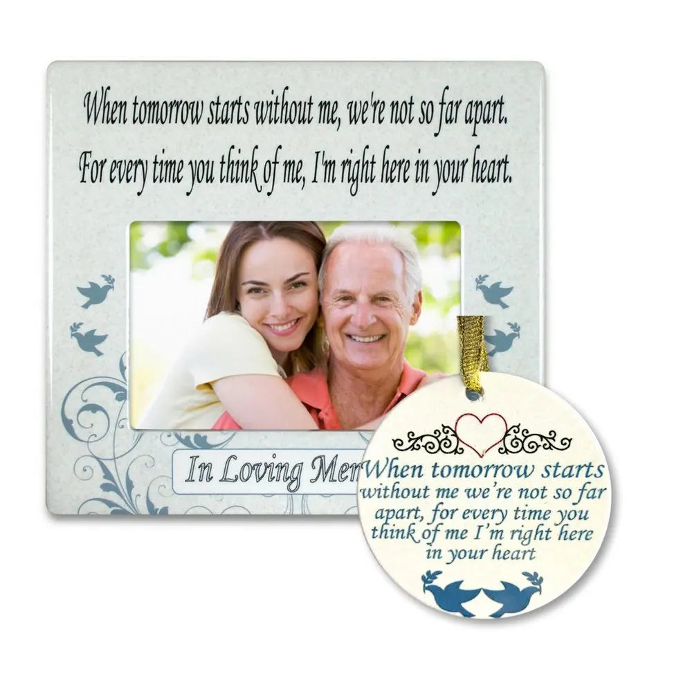 BANBERRY DESIGNS in Loving Memory Gift Pack - Memorial Frame and Christmas Ornament Set - When Tomorrow Starts Without Me - Remembrance Gift
