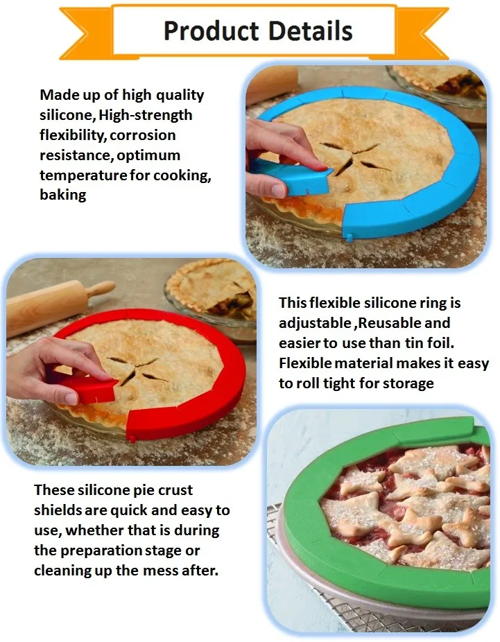 Pie Crust Shield Silicone Pie Protectors Adjustable Silicone Pie Crust