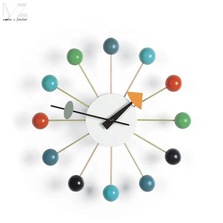 

Multi Color Modern Decorative Wood Wall ball Clock, Picture