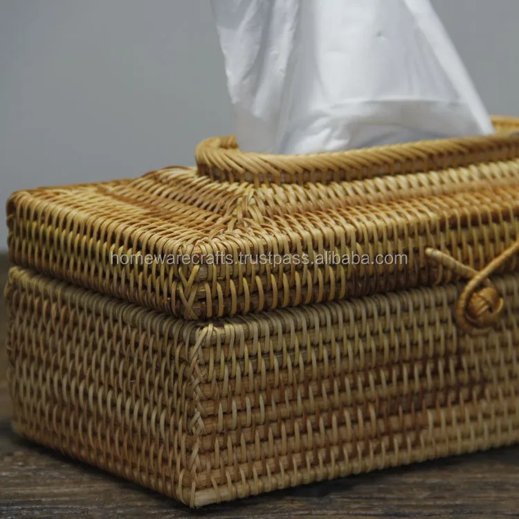 Wholesale Rattan Tissue Box Holders / Cheap Tissue Holder Box 100