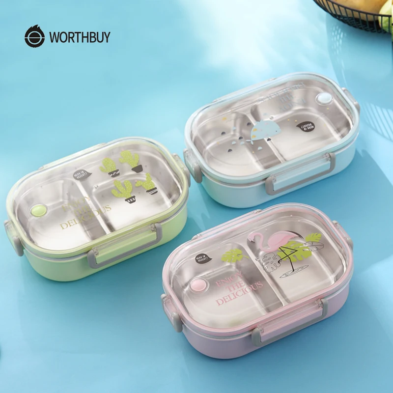 New design portable stainless steel bento lunch box leakproof kids lunch box with 2 compartment