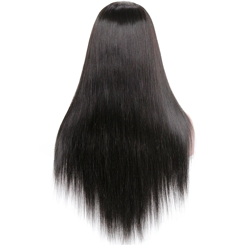 

Silk Straight Virgin Brazilian Remy Human Hair 360 Lace Frontal Wig With Preplucked Hairline, Natural color;1b# in stock